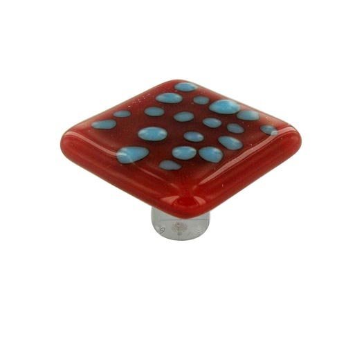 1 1/2" Knob in Reactive Clear & Brick Red with Aluminum base