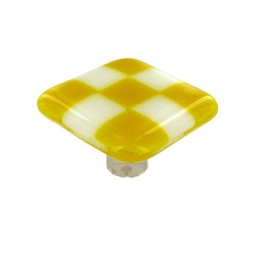 1 1/2" Knob in Sunflower Yellow with White Squares with Black base