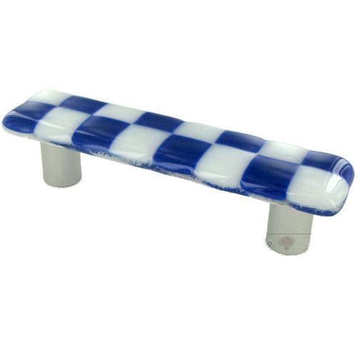 3" Centers Handle in Cobalt Blue with White Squares with Black base