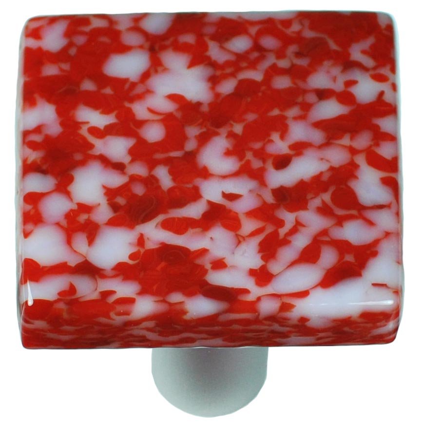 1 1/2" Knob in Red & White with Aluminum base