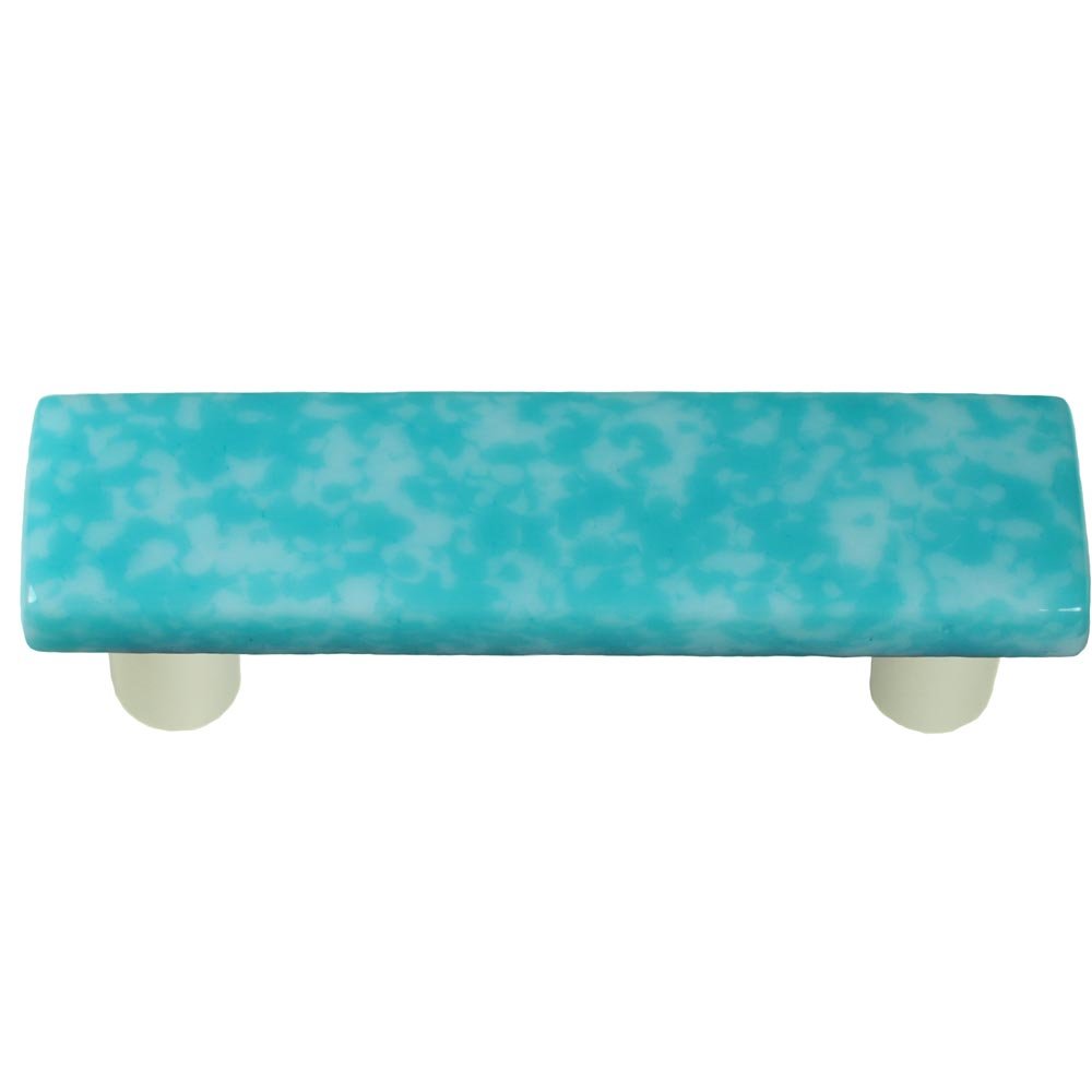 3" Centers Handle in Turquoise Blue & White with Aluminum base