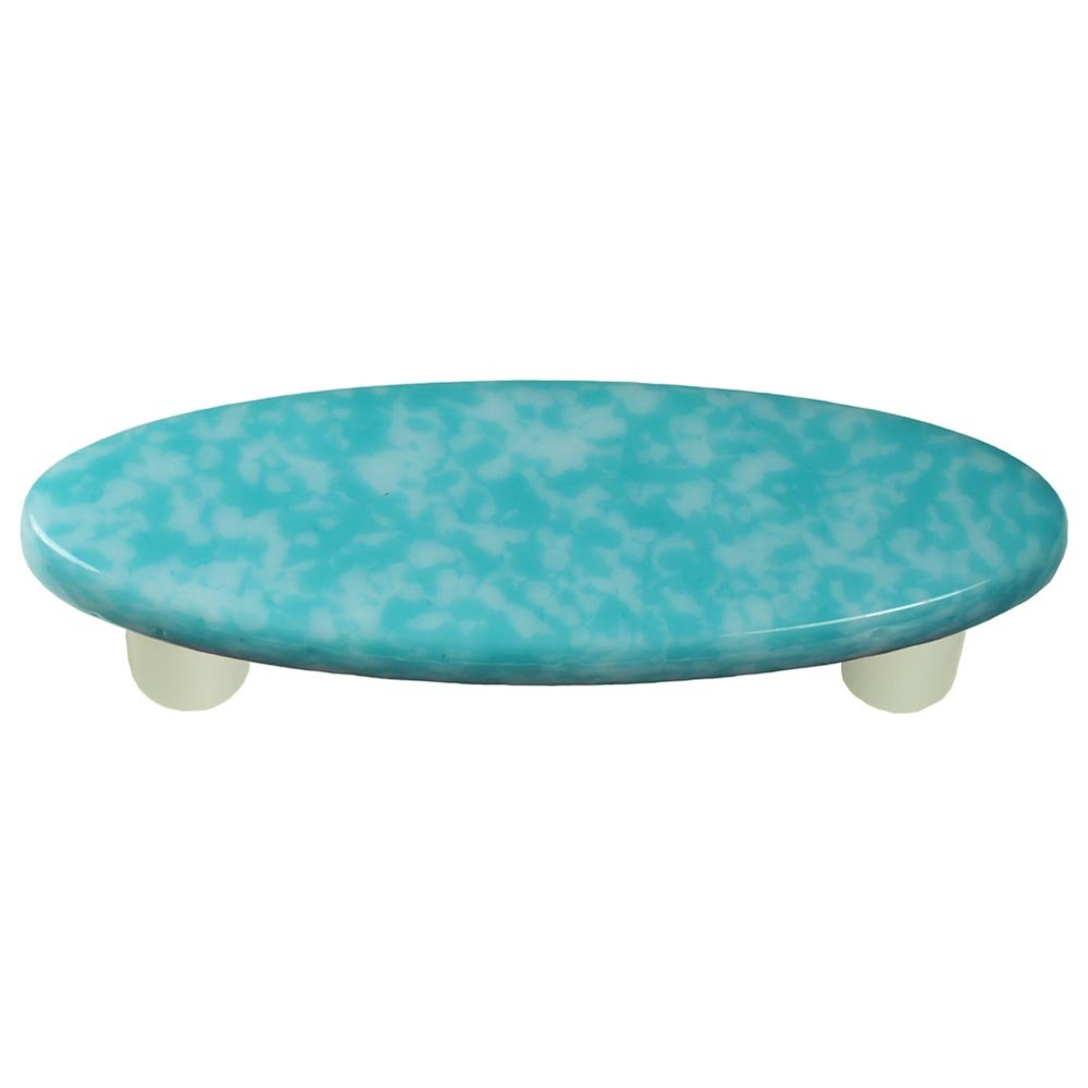 3" Centers Handle in Turquoise Blue & White with Black base