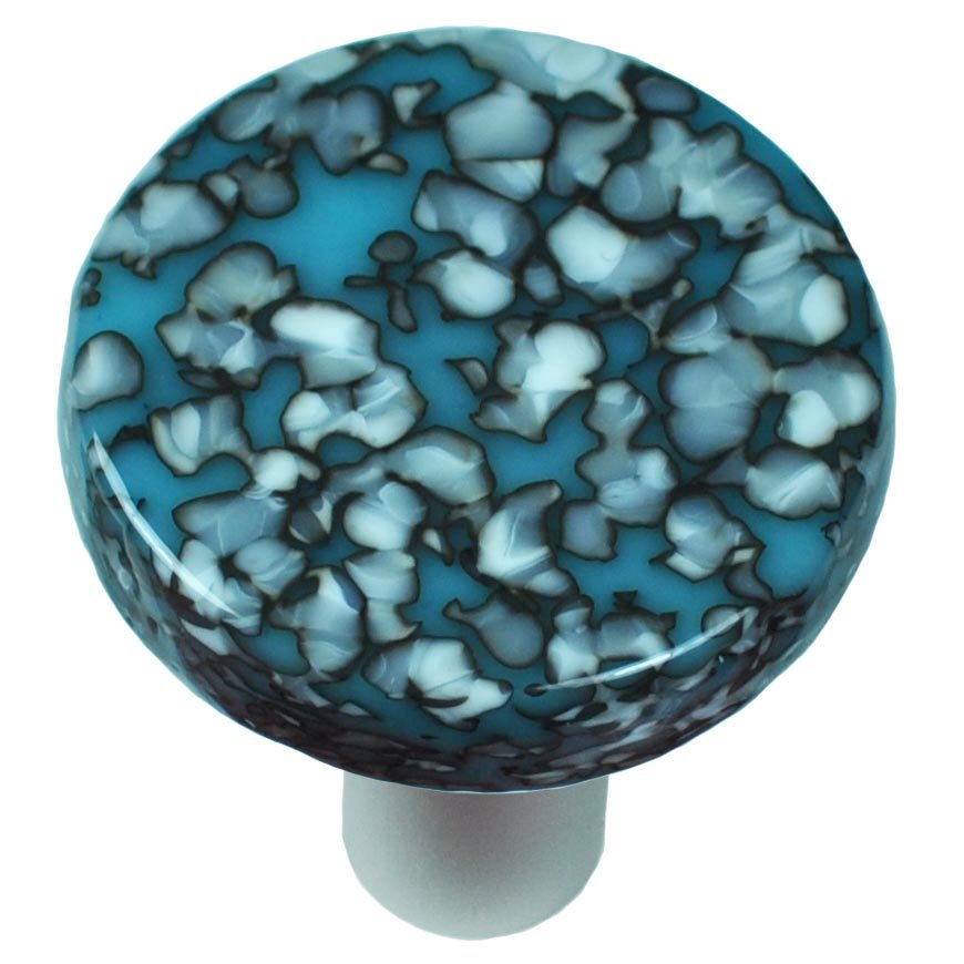 1 1/2" Diameter Knob in Turquoise Blue & French Vanilla with Black base