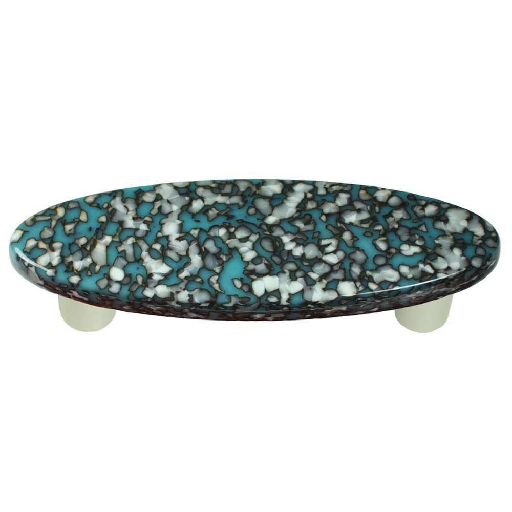 3" Centers Handle in Turquoise Blue & French Vanilla with Black base