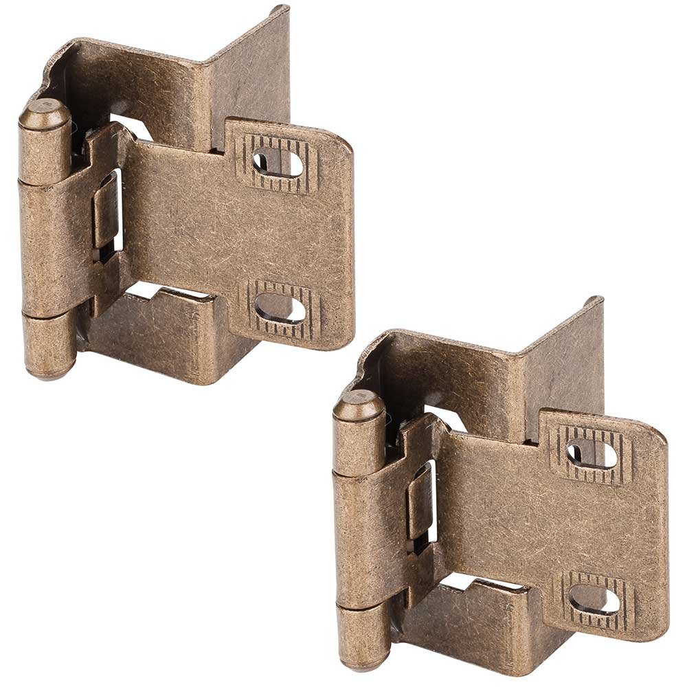 1/2" Overlay Full Wrap Hinge in Burnished Brass (PAIR)