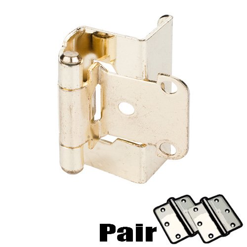 1/2" Overlay, 3/4" Frame Full Wrap Self Closing Hinge in Polished Brass (PAIR)