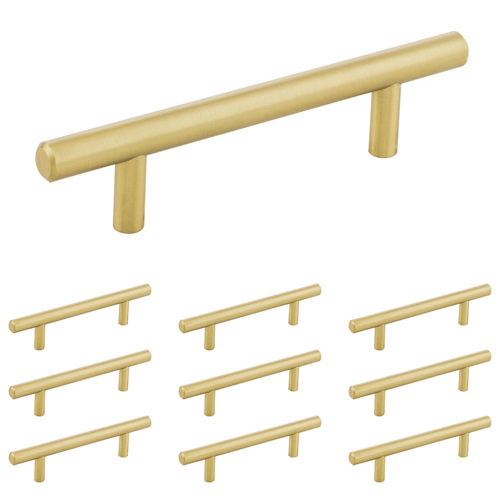 10 Pack of 3 3/4" Centers Cabinet Pull in Brushed Gold