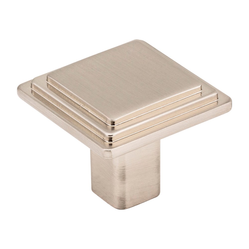 1 1/4" Overall Length Stepped Square Cabinet Knob in Satin Nickel