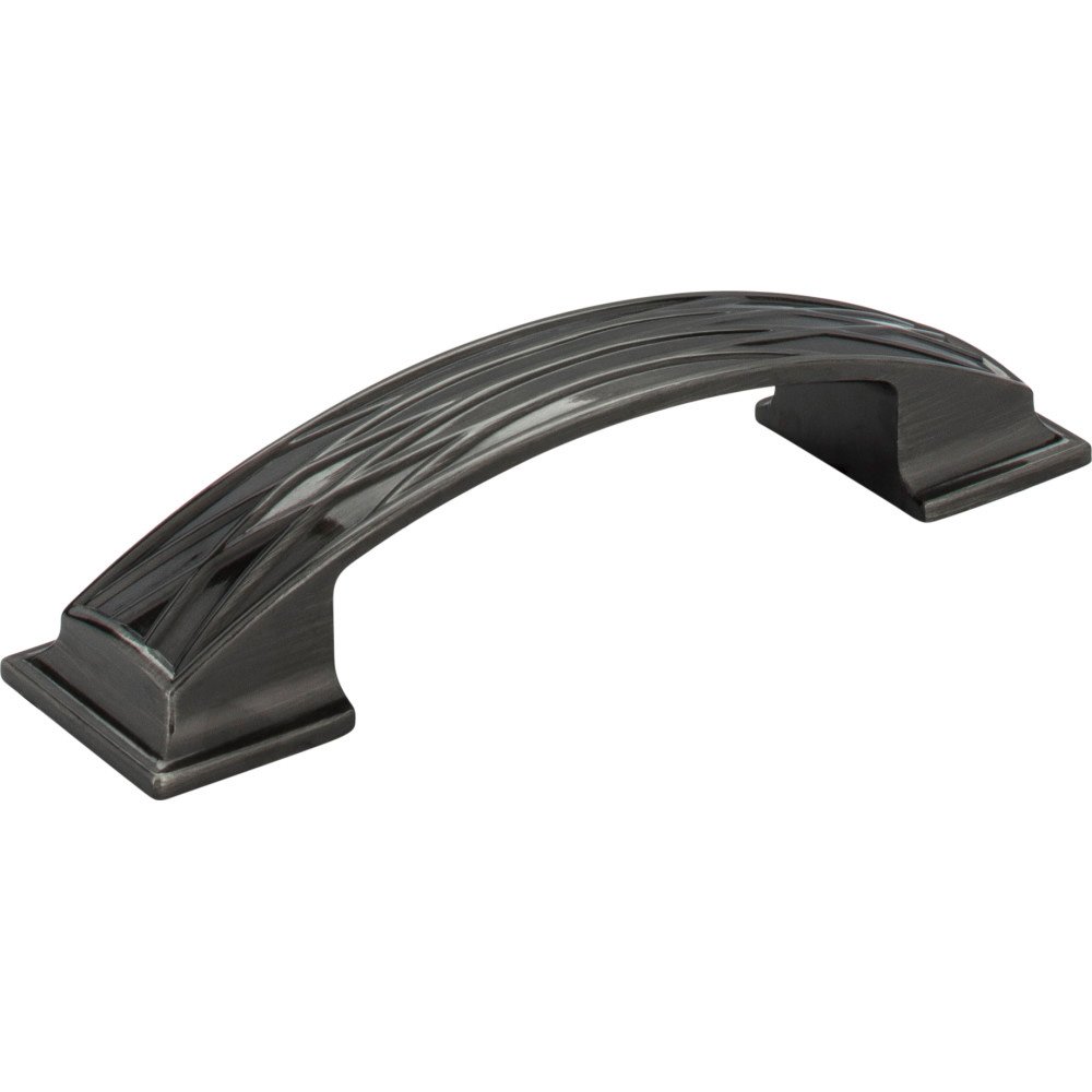 96mm Centers Lined Cabinet Pull in Brushed Black Nickel