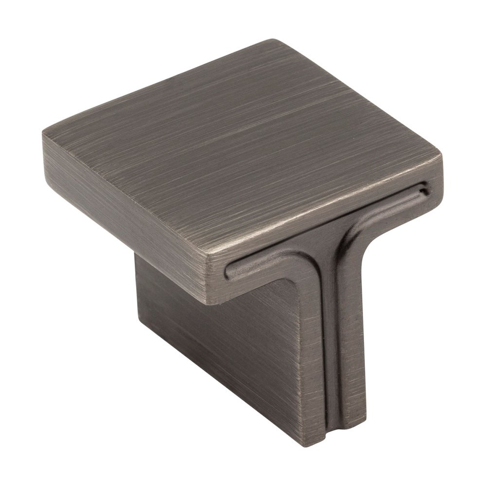 1 1/8" Overall Length Square Cabinet Knob in Brushed Pewter