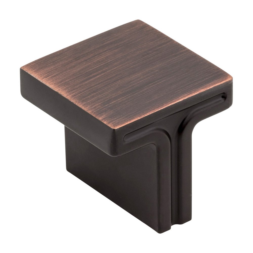 1 1/8" Overall Length Square Cabinet Knob in Brushed Oil Rubbed Bronze
