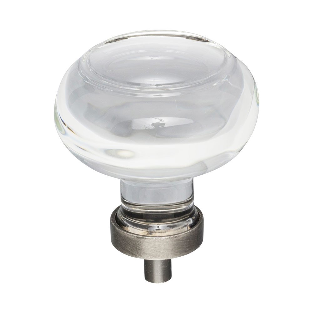1-3/4" Diameter Glass Cabinet Knob in Brushed Pewter