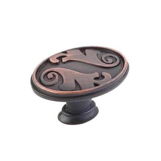 1 9/16" Floral Oval Knob in Brushed Oil Rubbed Bronze