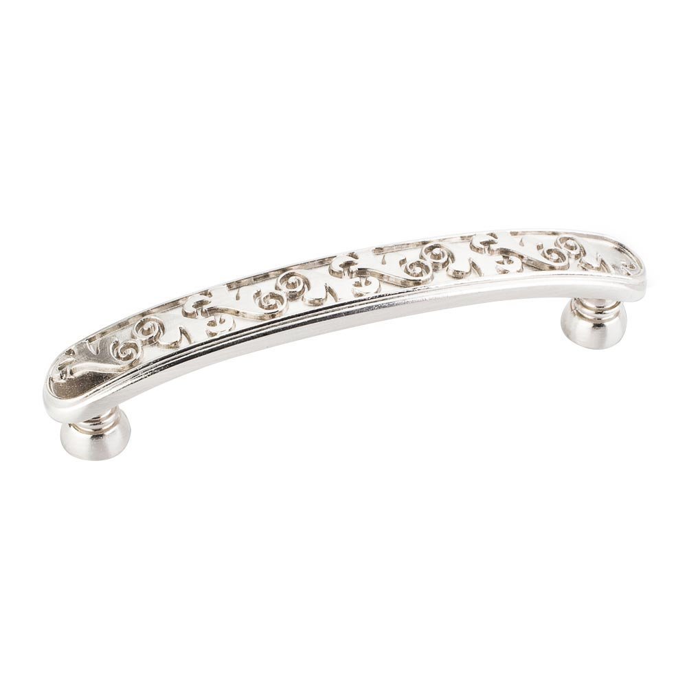 3 3/4" Centers Floral Pull in Satin Nickel
