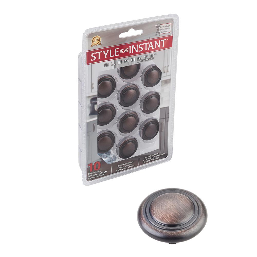 10 Pack of 1 1/4" Diameter Knob in Brushed Oil Rubbed Bronze