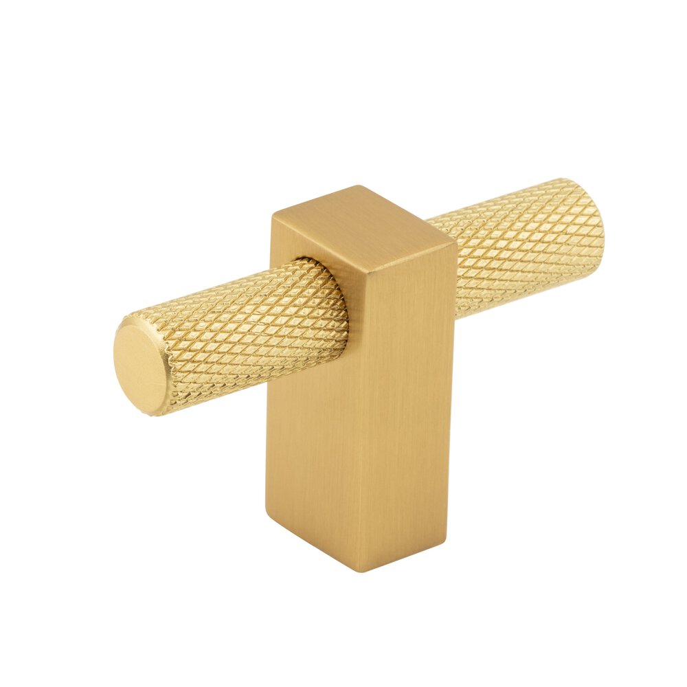2-3/8" Long Knurled Bar Knob in Brushed Gold