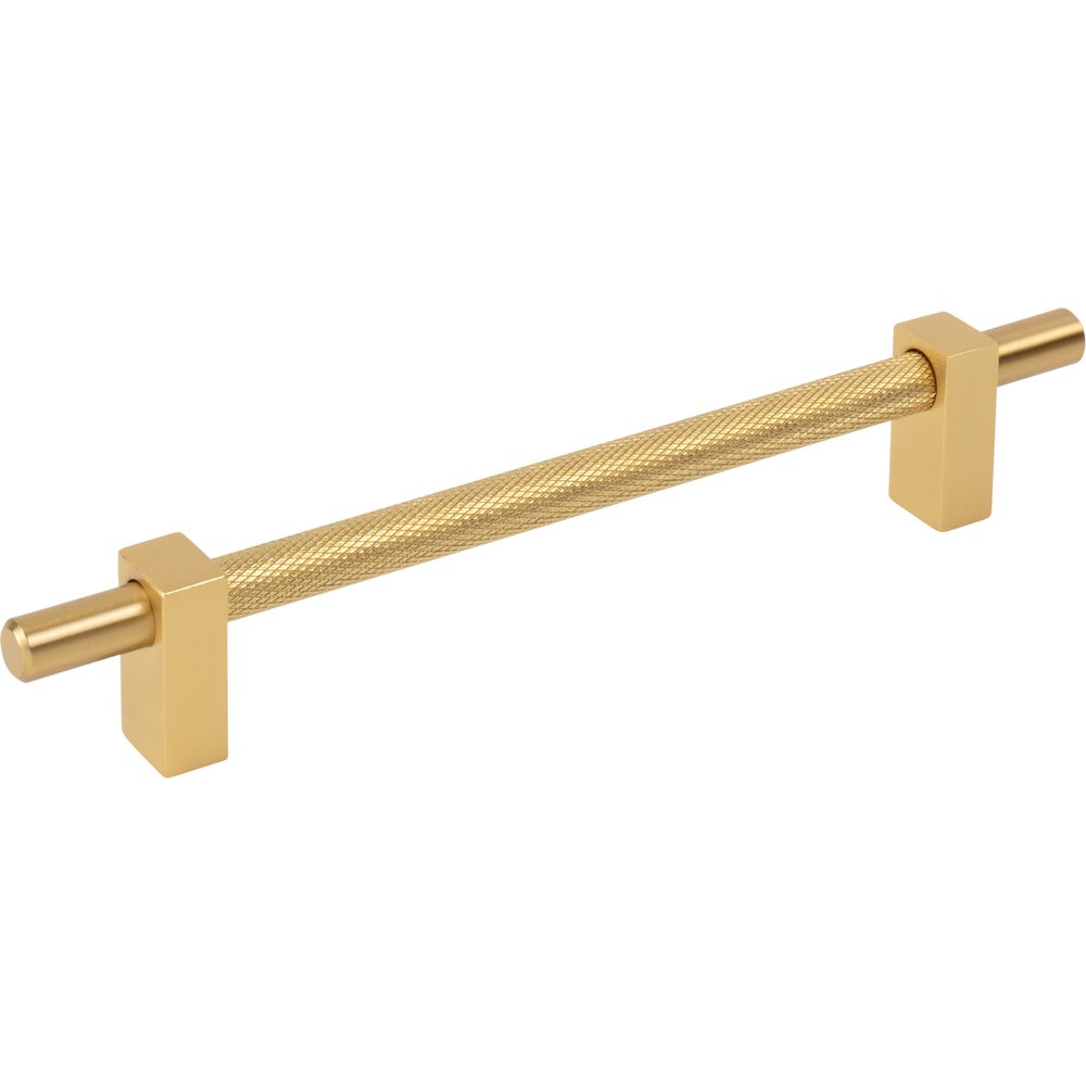 160mm Centers Bar Pull With Knurled Center in Brushed Gold
