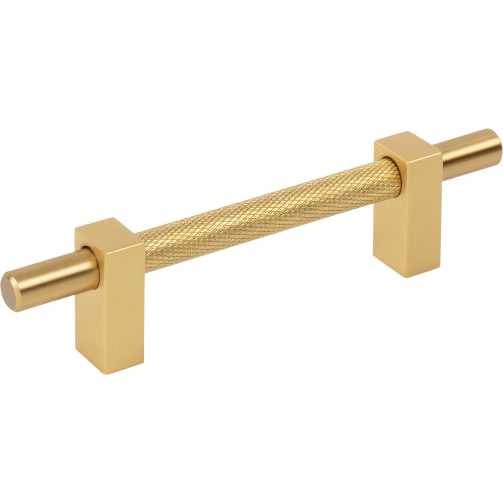 96mm Centers Bar Pull With Knurled Center in Brushed Gold
