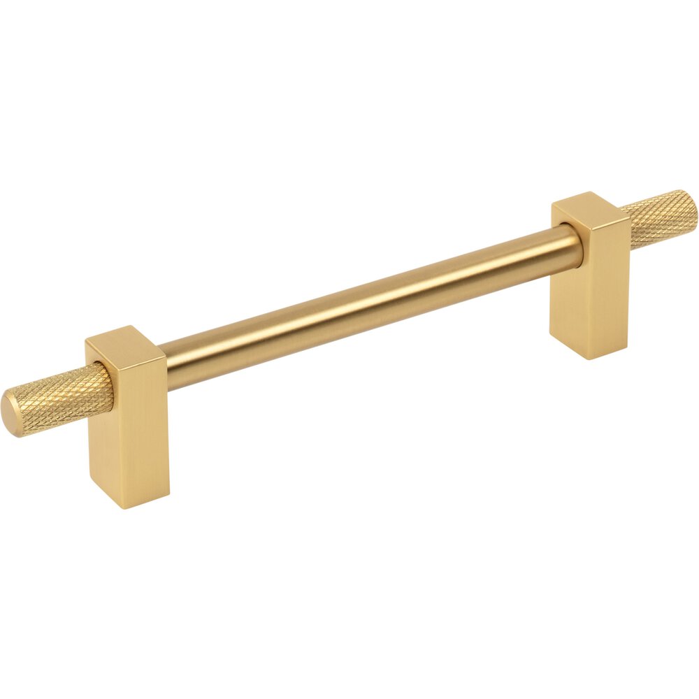 128mm Centers Bar Pull With Knurled Ends in Brushed Gold