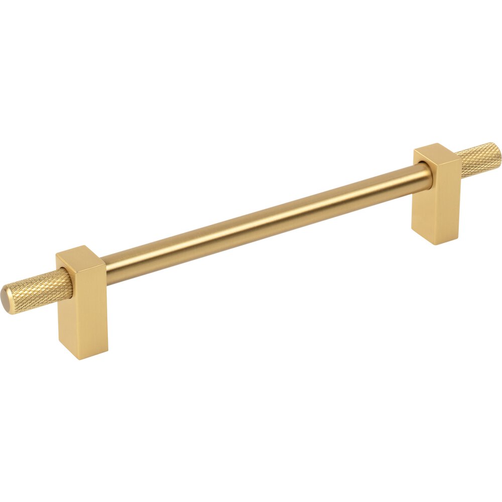 160mm Centers Bar Pull With Knurled Ends in Brushed Gold