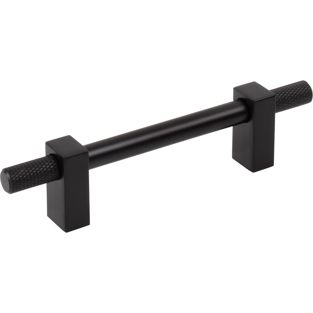 96mm Centers Bar Pull With Knurled Ends in Matte Black