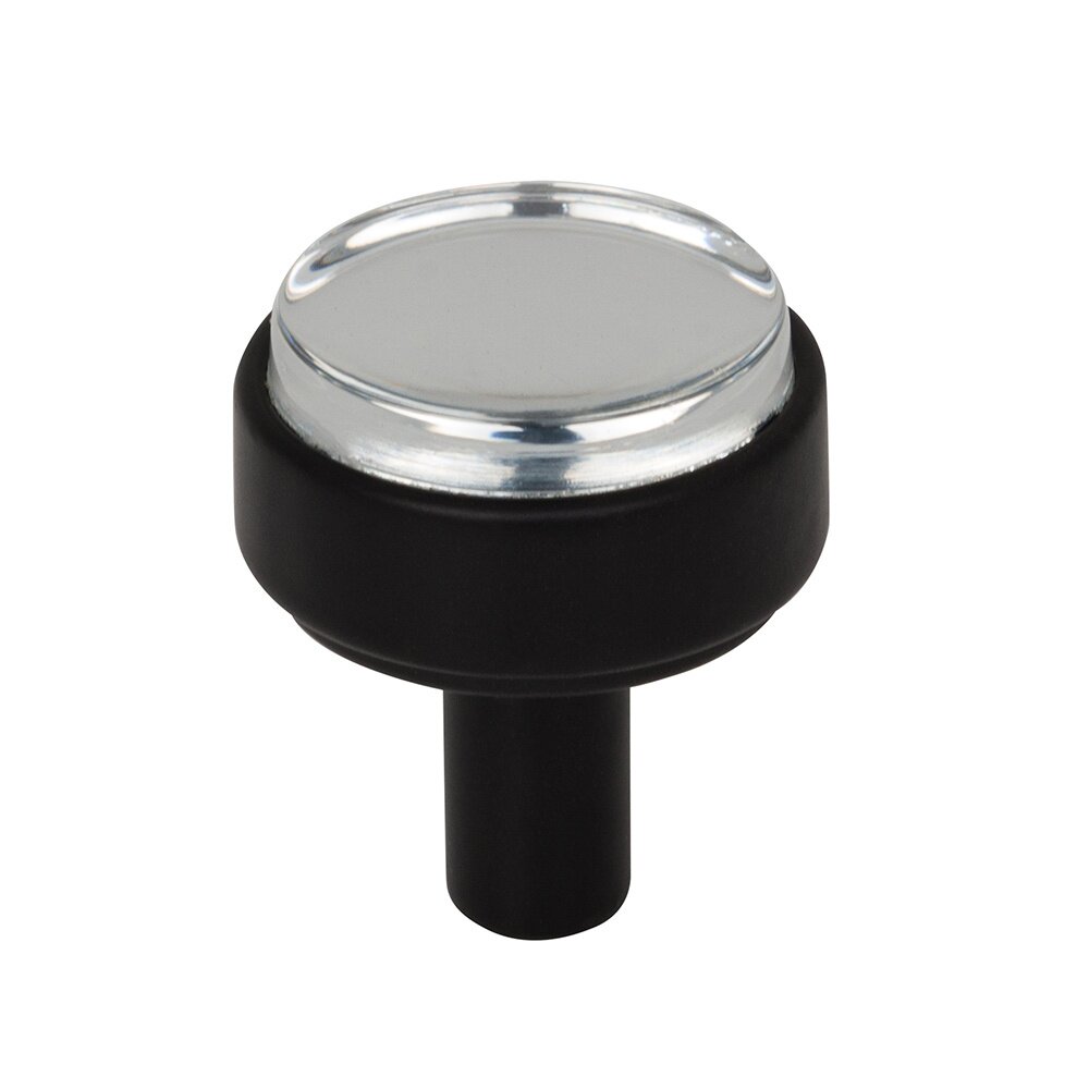 1-1/8" Diameter Cabinet Knob in Clear Acrylic and Matte Black