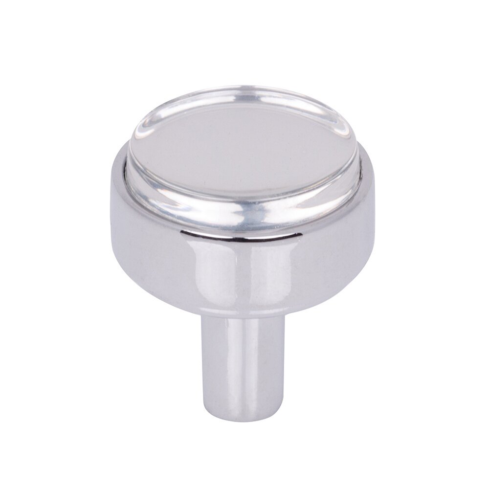 1-1/8" Diameter Cabinet Knob in Clear Acrylic and Polished Chrome