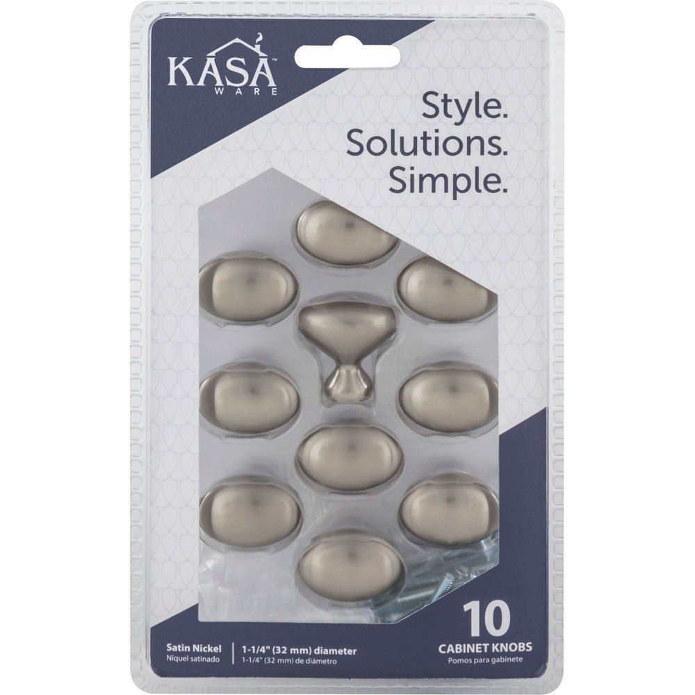 (10pc Pack) 1 1/4" Long Oval Knob in Satin Nickel