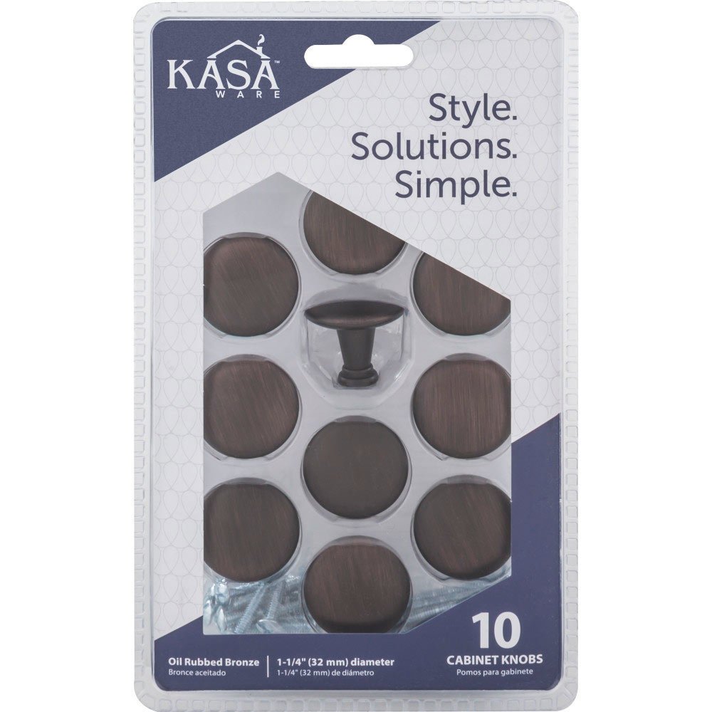 (10pc Pack) 1 1/4" Diameter Cabinet Knob in Brushed Oil Rubbed Bronze