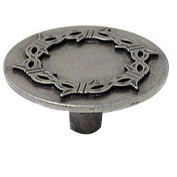 Round Knob with Barbed Wire in Antique Pewter