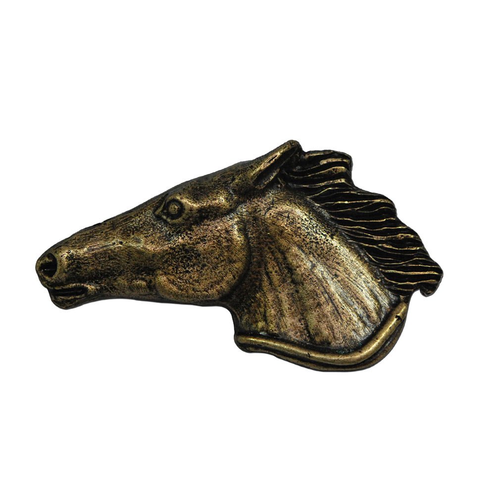 Horse Head Left Pull in Antique Brass