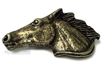 Horse Head Right Pull in Antique Brass