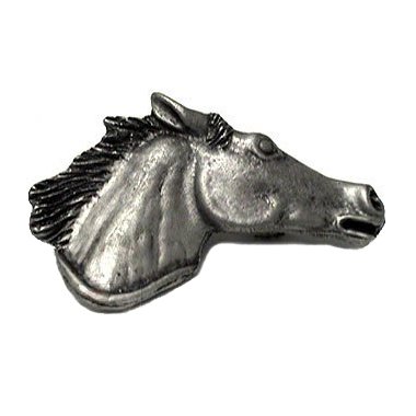 Horse Head Right Pull in Antique Pewter