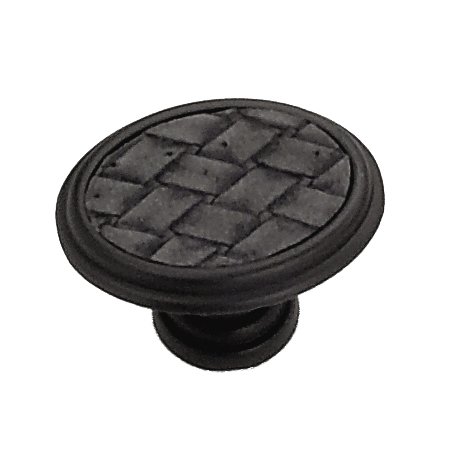 1 5/8" Oval Knob in Oil Rubbed Bronze with Black Leather Insert