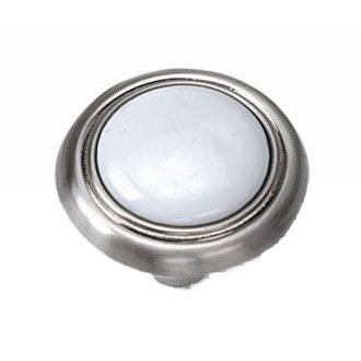1 1/4" First Family Knob in White with Satin Chrome