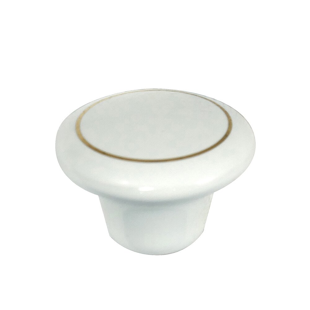 1 1/2" Porcelain Knob in White with Ring