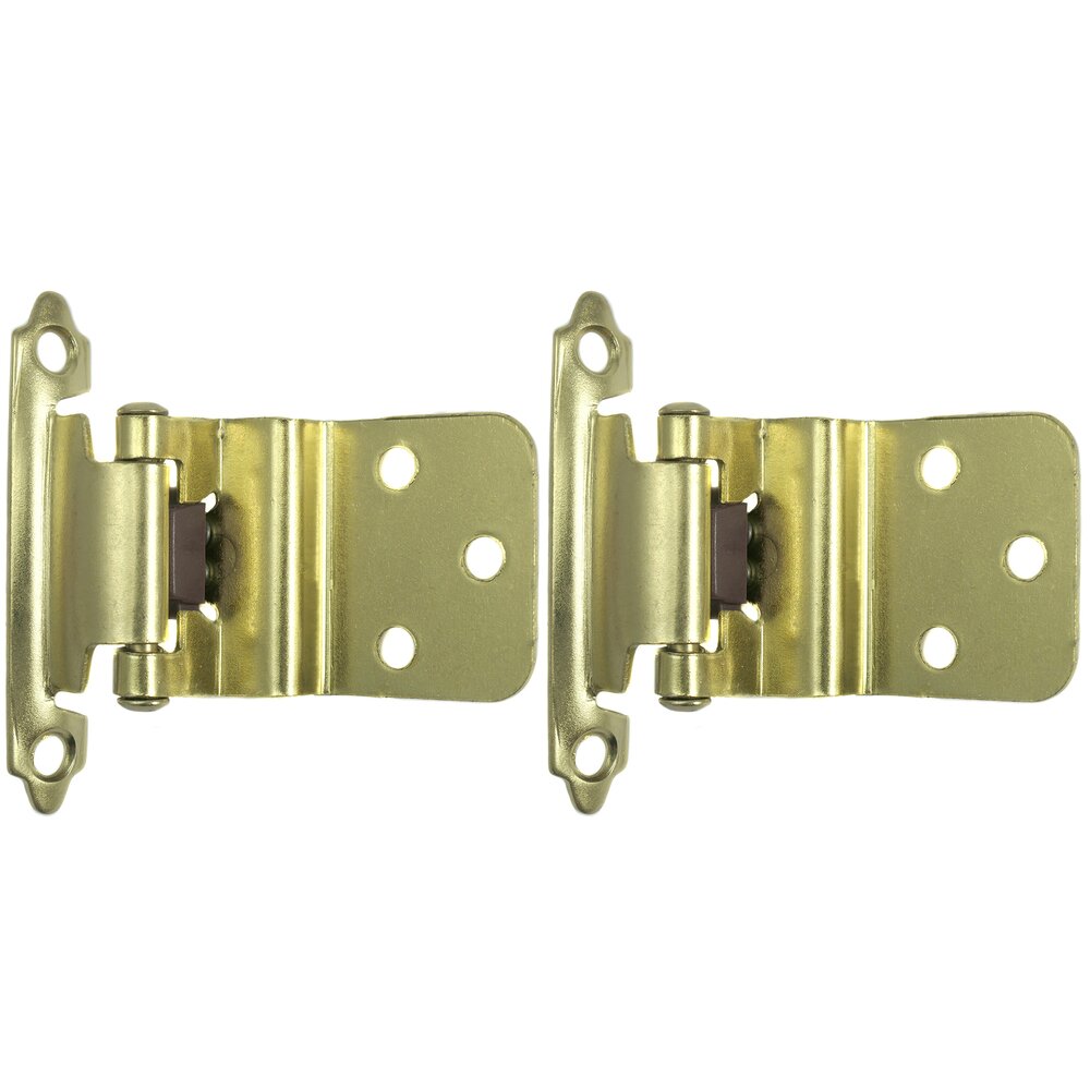 (Pair) 3/8" Inset Self-Closing Hinge in Polished Brass