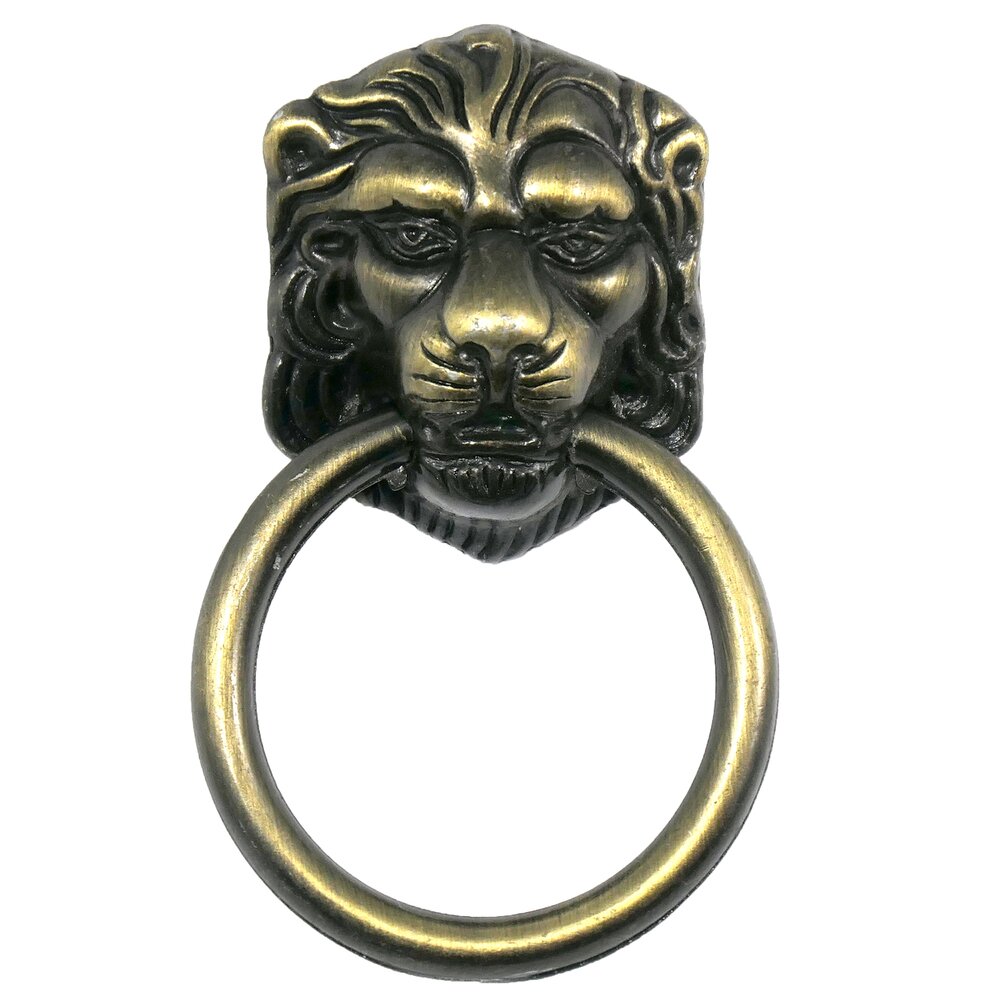 Lion Head Pull in Antique Brass