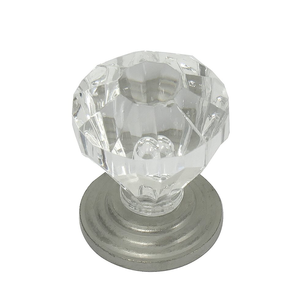 1" Acrystal Knob in Acrylic Satin with Pewter Base