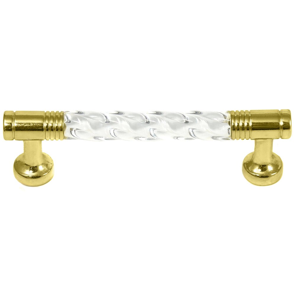 3" Centers Acrystal Pull in Acrylic with Brass Legs