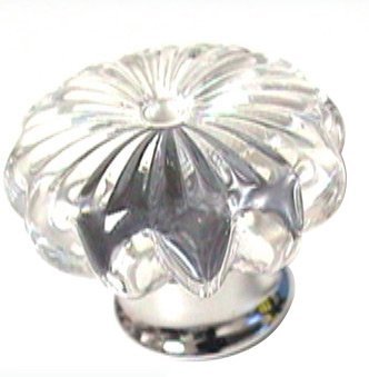 40mm Large Clear Crystal Knob in Polished Brass