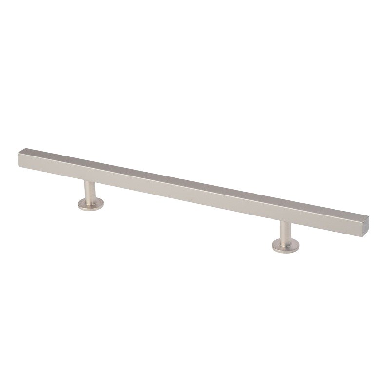 6" (152mm) 10.5" O/A Solid Brass Square Bar Pull in Brushed Nickel
