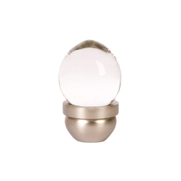 1" (25mm) Diameter  Glass Knob in Transparent Clear/Brushed Nickel