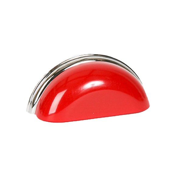 3" (76mm) Centers Cup Pull in Candy Red/Polished Chrome