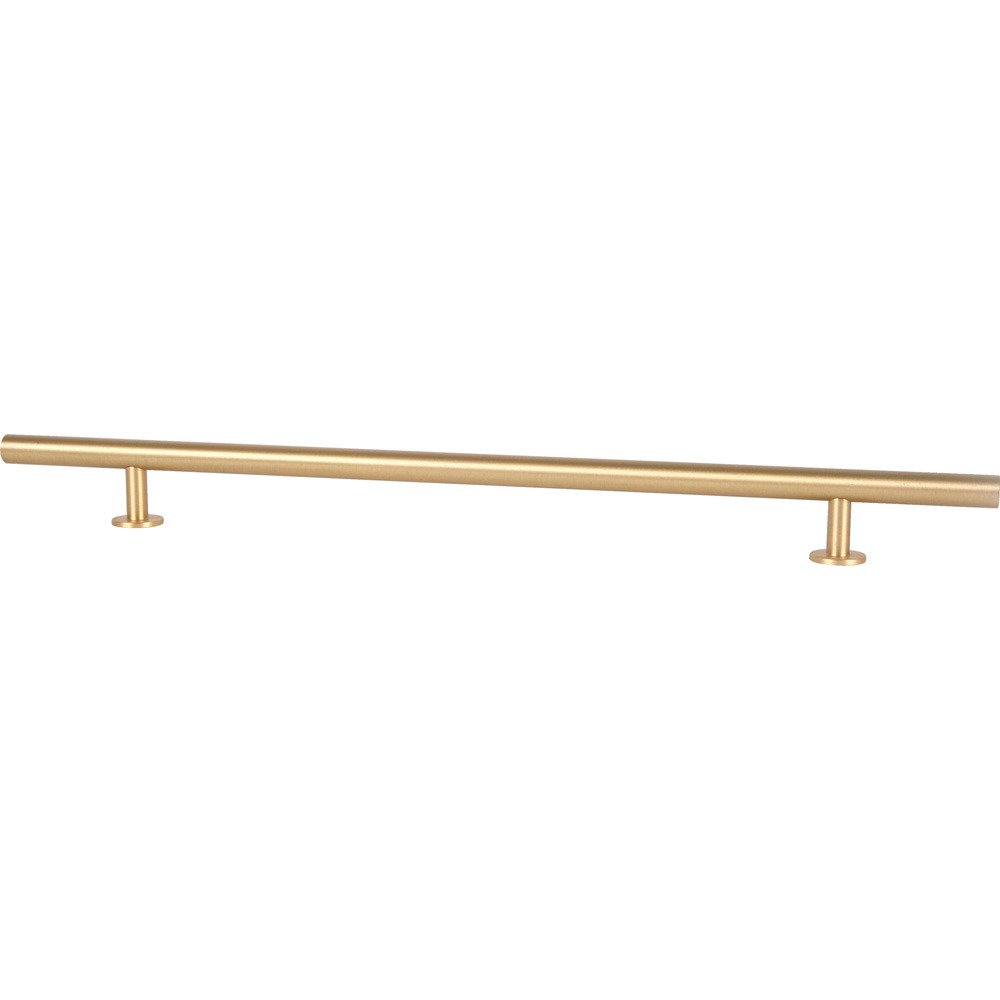 15" (381mm) Centers 18" O/A Round Solid Brass Bar Pull in Brushed Brass