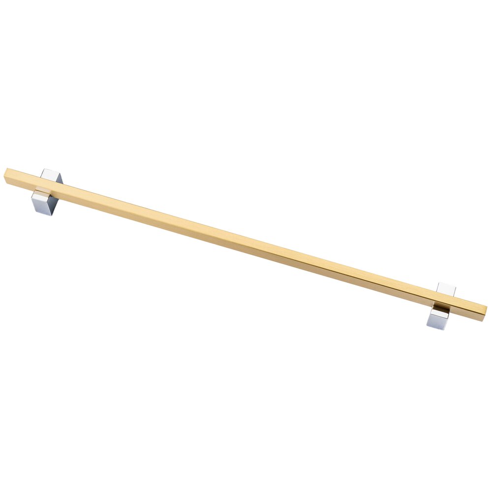 10" (254mm) Centers Solid Brass Two-Tone Pull in Brushed Brass and Polished Chrome