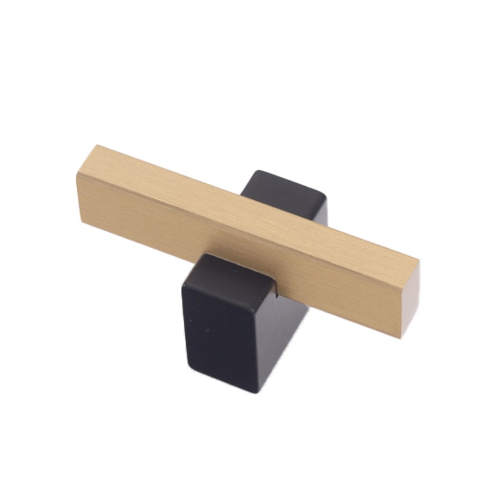 1 7/8" (48mm) Solid Brass Two-Tone Knob in Brushed Brass and Matte Black