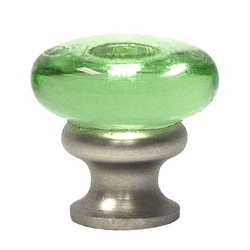 1 1/4" (32mm) Mushroom Glass Knob in Transparent Green/Brushed Nickel