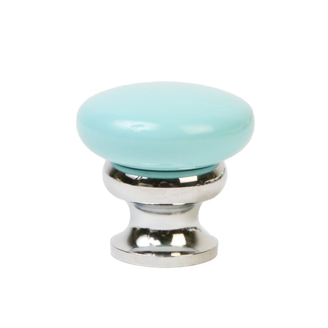1 1/4" (32mm) Mushroom Knob in Robin's Egg Blue/Polished Chrome