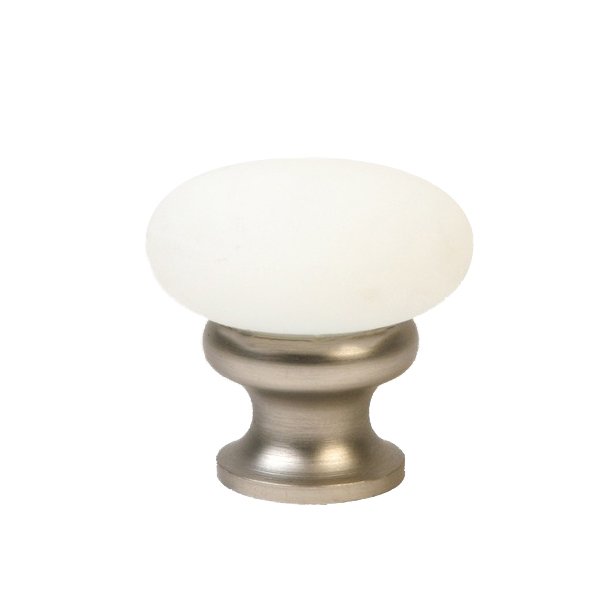 1 1/4" (32mm) Mushroom Glass Knob in Frosted White/Brushed Nickel